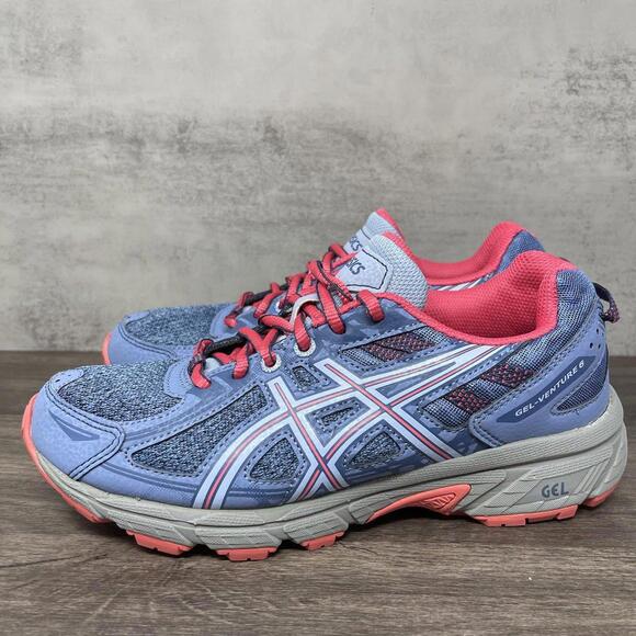 Asics Gel Venture 6 Shoes Womens 5 Blue Pink Running Sneakers - Picture 1 of 12